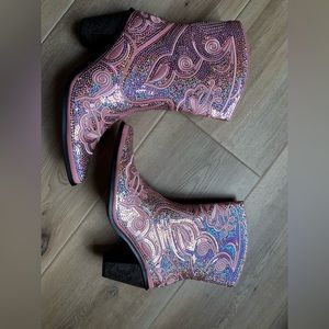 Helen’s Heart Pink Sequin Ankle Western Boot